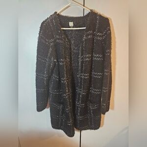 A. MOON Black and White Cardigan Soft Open Front